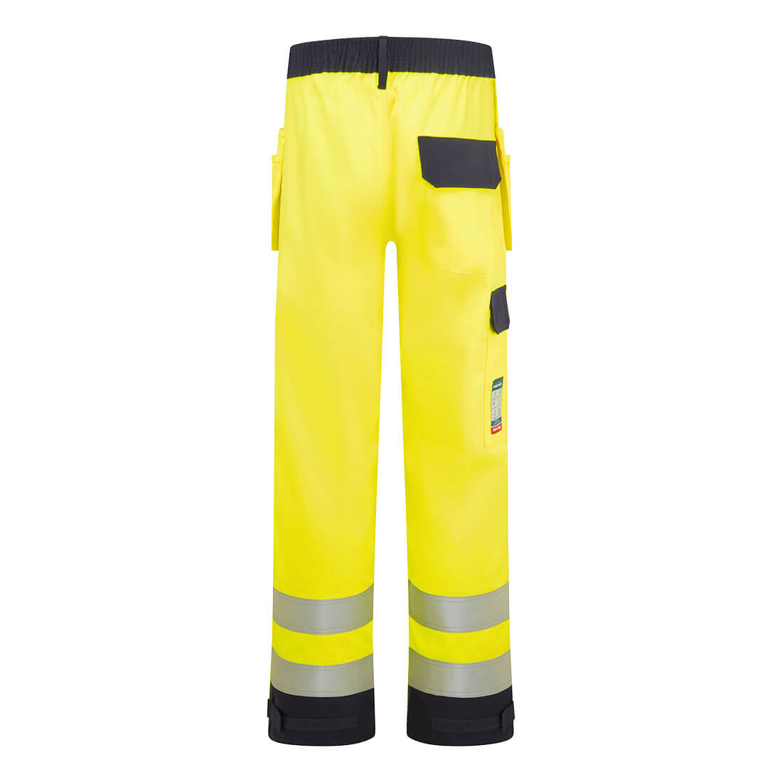 Portwest FR440 Bizflame Work Hi-Vis Contrast FR Holster Trousers in Yellow/Navy, back view