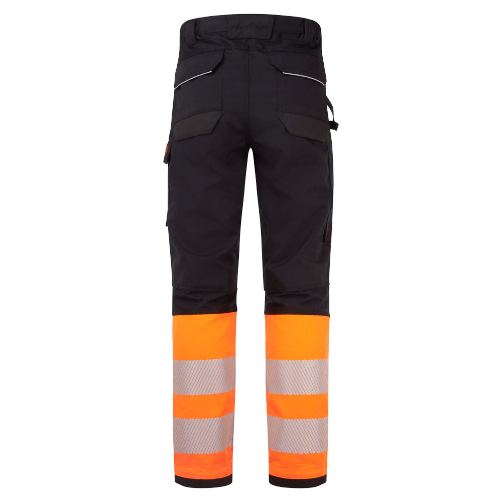 Portwest FR451 PW3 Modaflame Work HVO Multi-Norm Class 1 FR Trousers in Orange/Black, back view