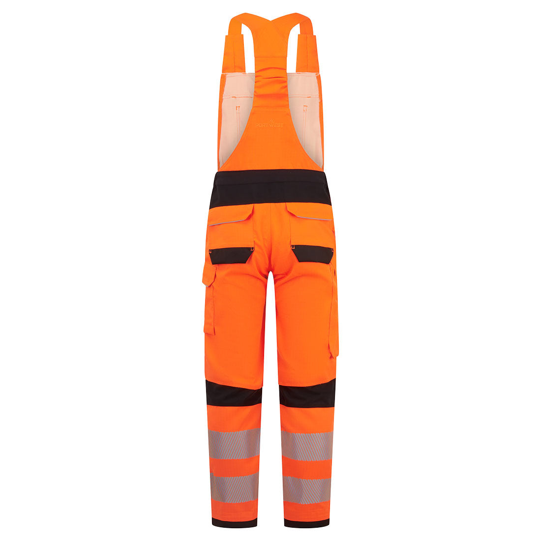 Portwest FR453 PW3 Modaflame Work HVO Multi-Norm FR Bib and Brace in Orange/Black, back view