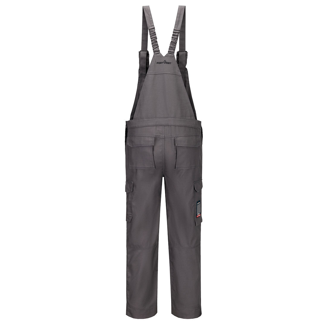Portwest FR455 Bizflame Industry FR Bib and Brace in Grey, back view