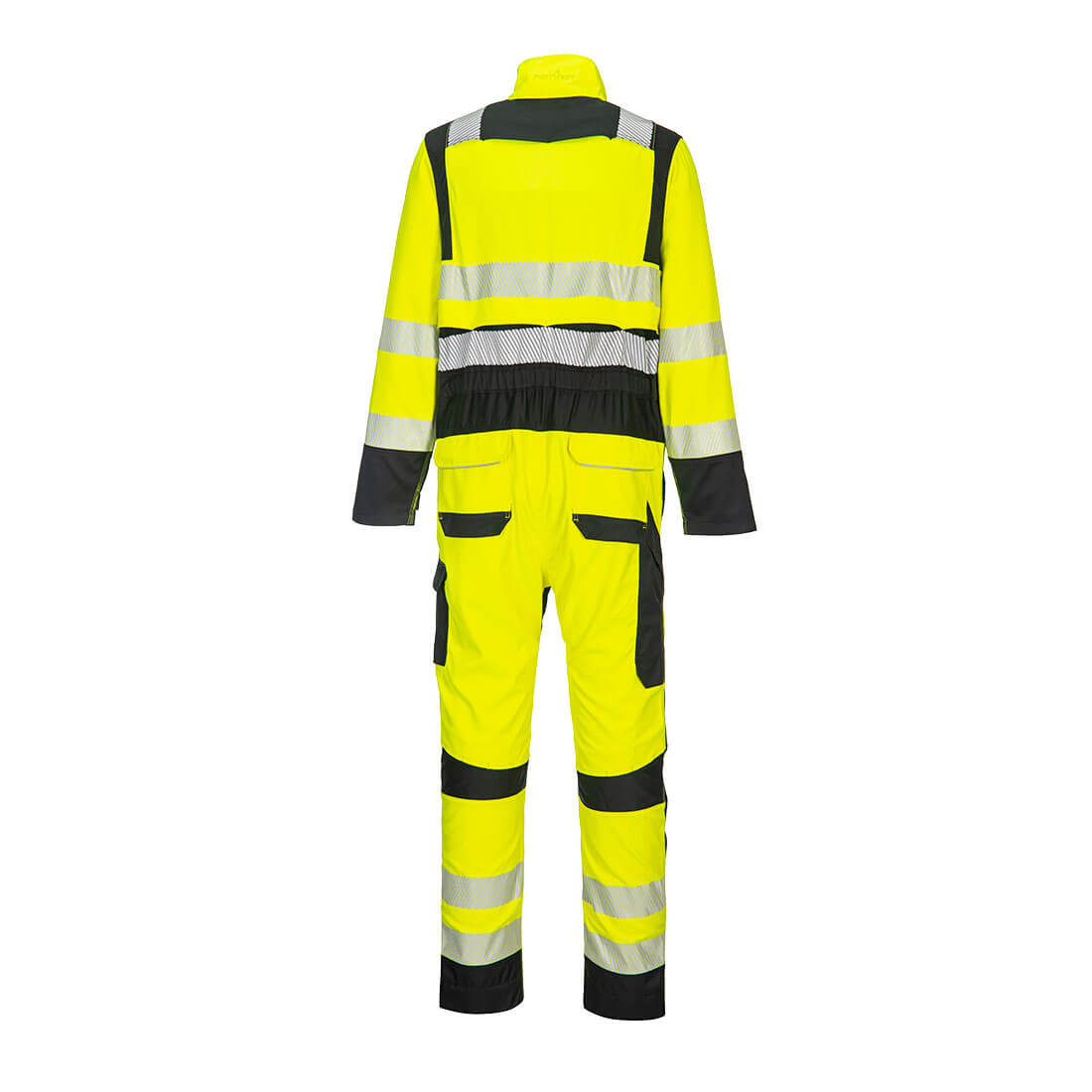 Portwest FR507 PW3 Modaflame Work Hi-Vis Multi-Norm FR Coverall in Yellow/Black, back view