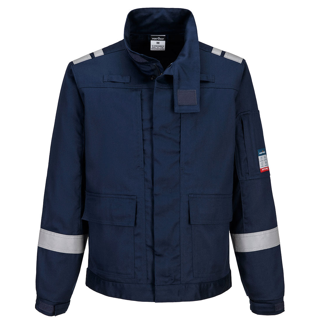 Portwest Bizflame Work Lightweight Stretch Panelled FR Jacket in Navy, main product image