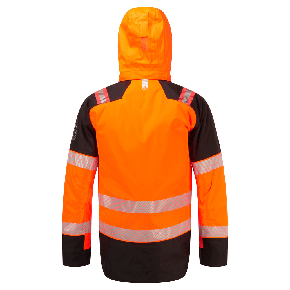 Portwest FR606 PW3 Modaflame Rain+ Hi-Vis Multi-Norm FR Winter Jacket in Orange/Black, back view