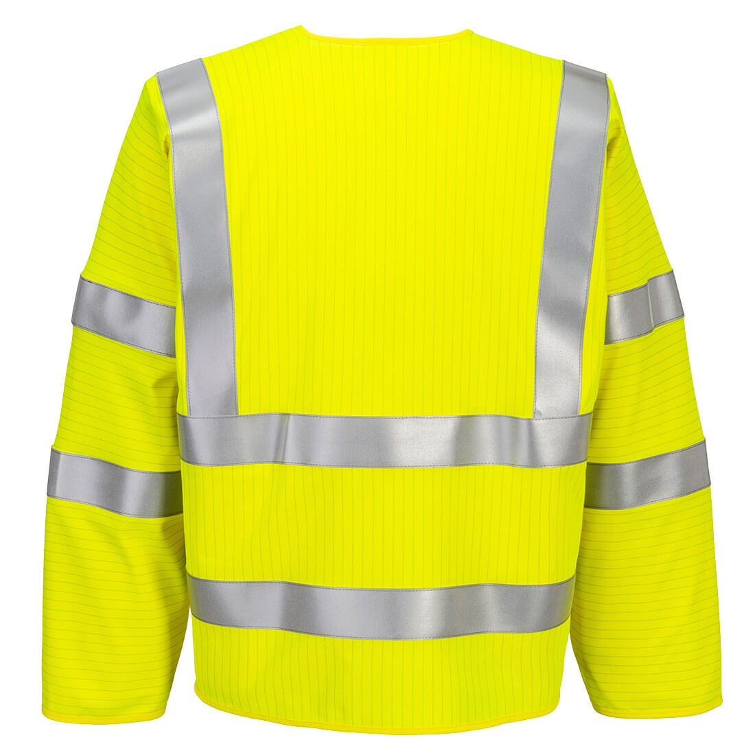 Portwest FR616 Bizflame Hi-Vis FR Long Sleeve Zip Vest in Yellow, back view
