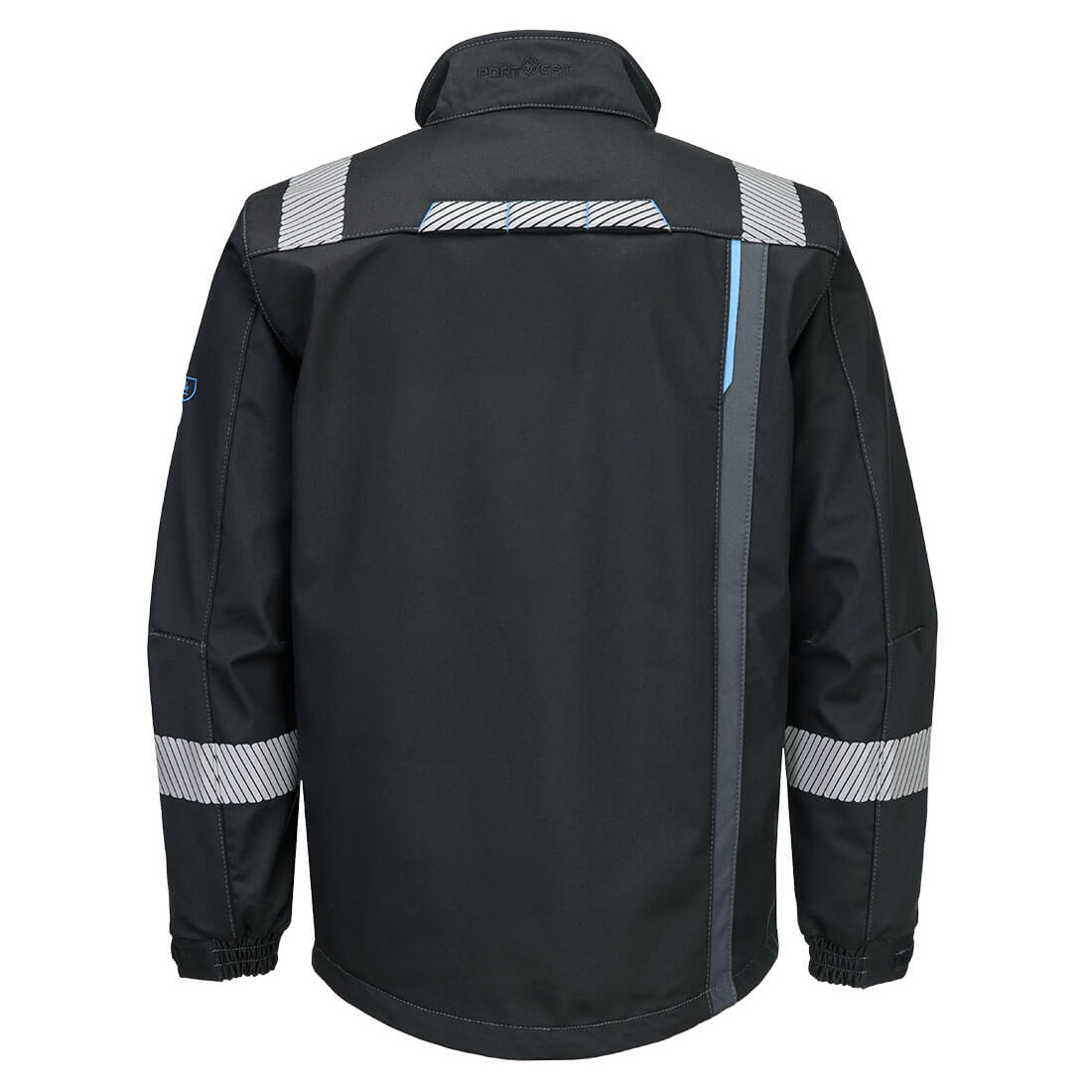 Portwest FR704 WX3 Modaflame Softshell FR Jacket in Black, back view