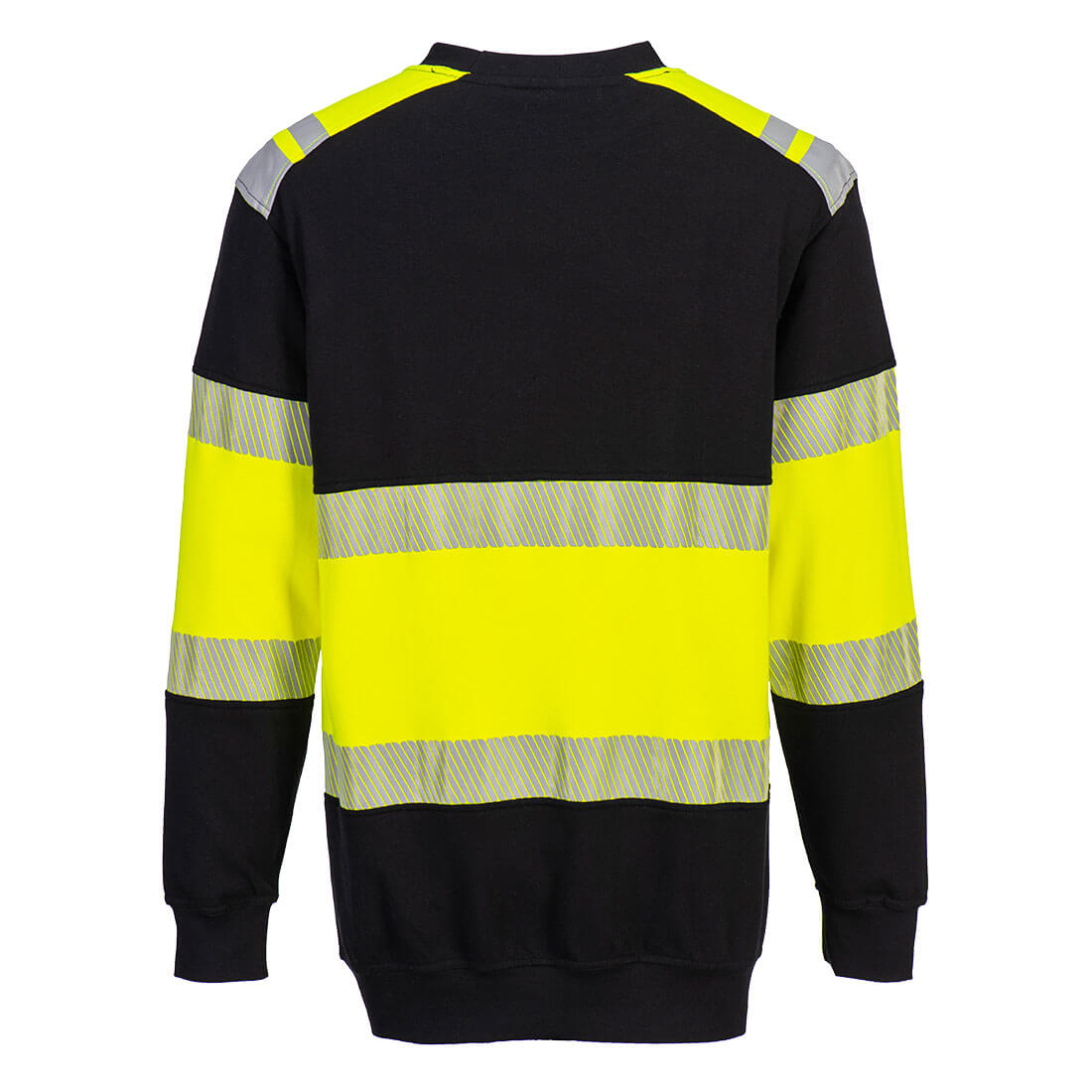 Portwest FR716 PW3 Modaflame Knit Hi-Vis Class 1 FR Sweatshirt in Yellow/Black, back view