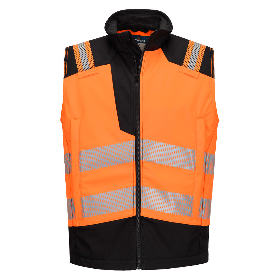 Portwest PW3 Modaflame Softshell Hi-Vis FR Gilet in Orange/Black, main product image