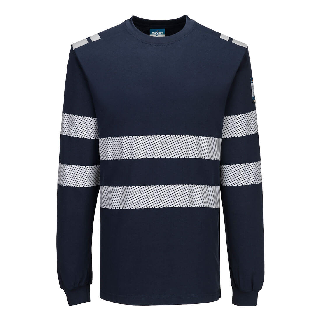 Portwest PW3 Modaflame Knit FR Long Sleeve T-Shirt in Navy, image 2