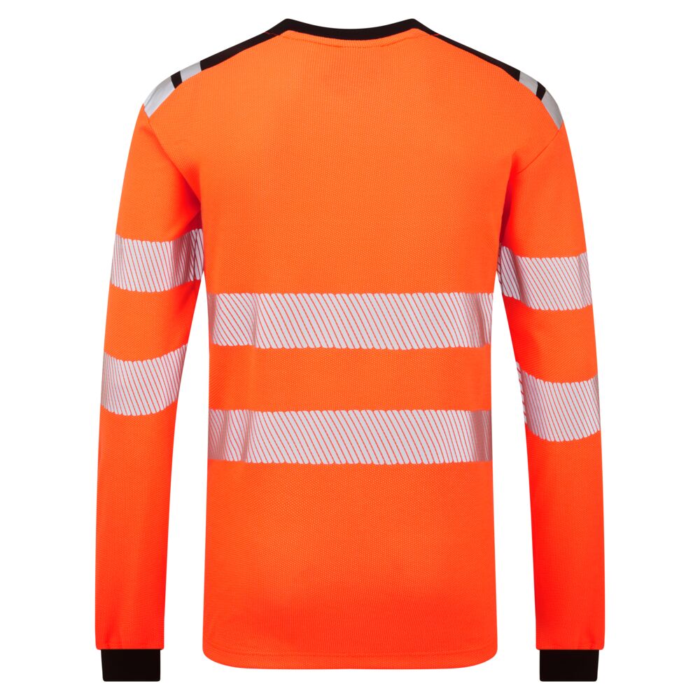 Portwest FR736 PW3 Modaflame Knit HVO FR Long Sleeve T-Shirt in Orange/Black, back view