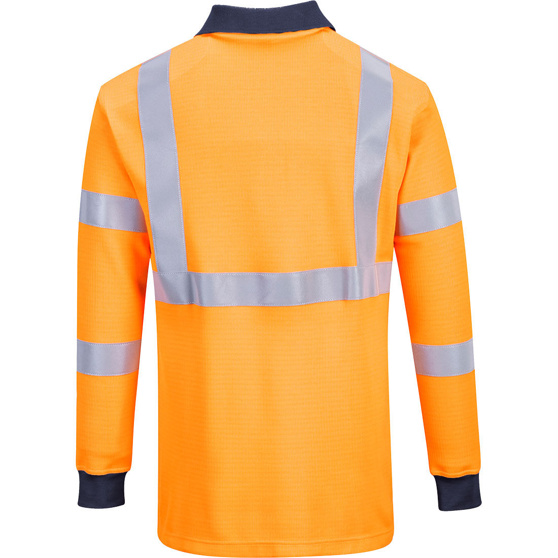 Portwest FR76 Modaflame Knit HVO FR Long Sleeve Polo Shirt in Orange, back view