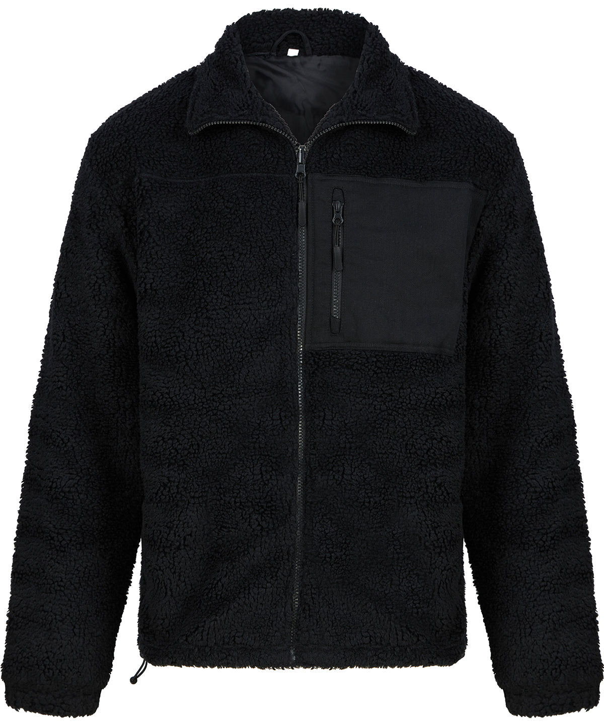 Front Row Recycled sherpa fleece in Black, front view