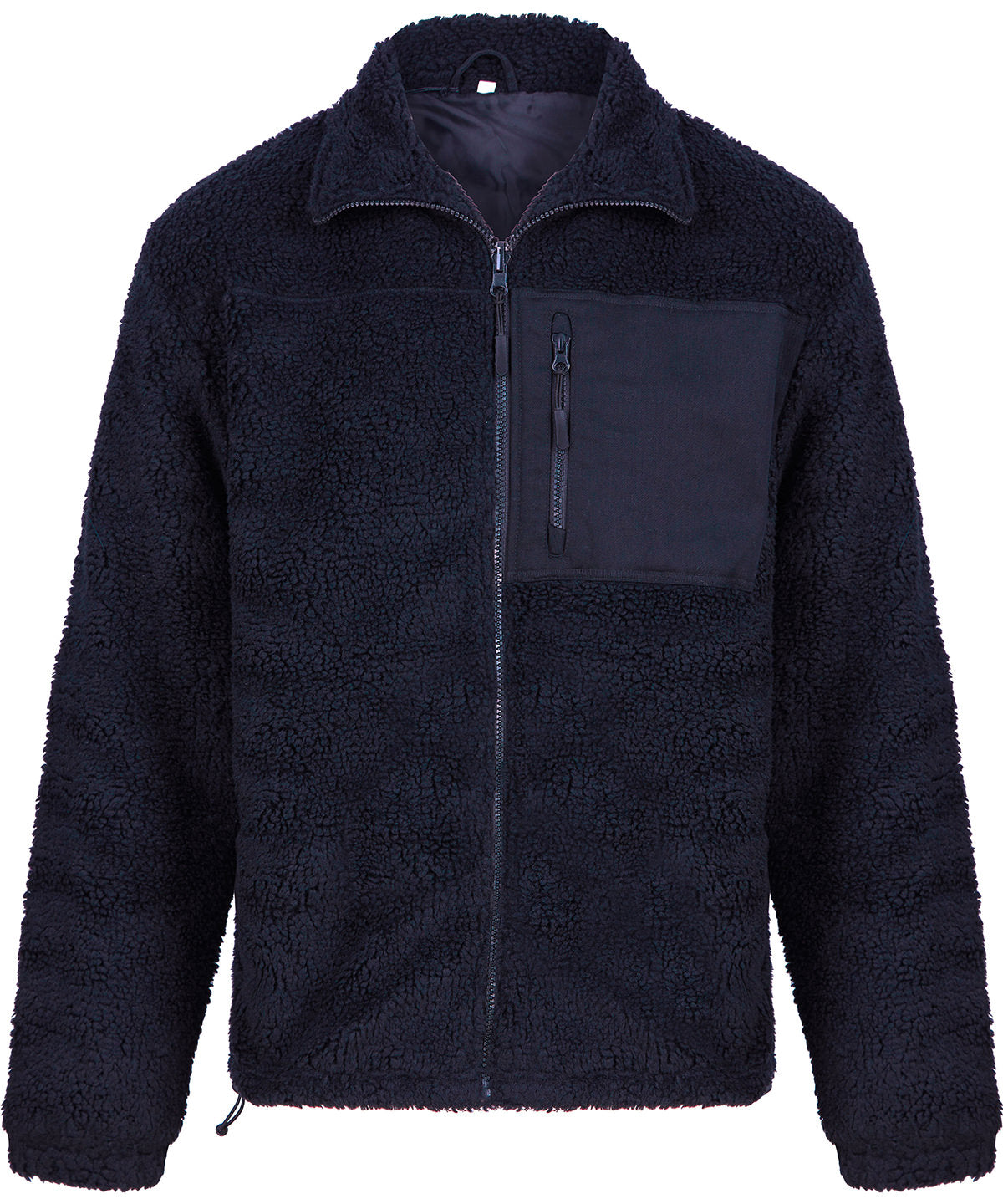 Front Row Recycled sherpa fleece in Navy, front view