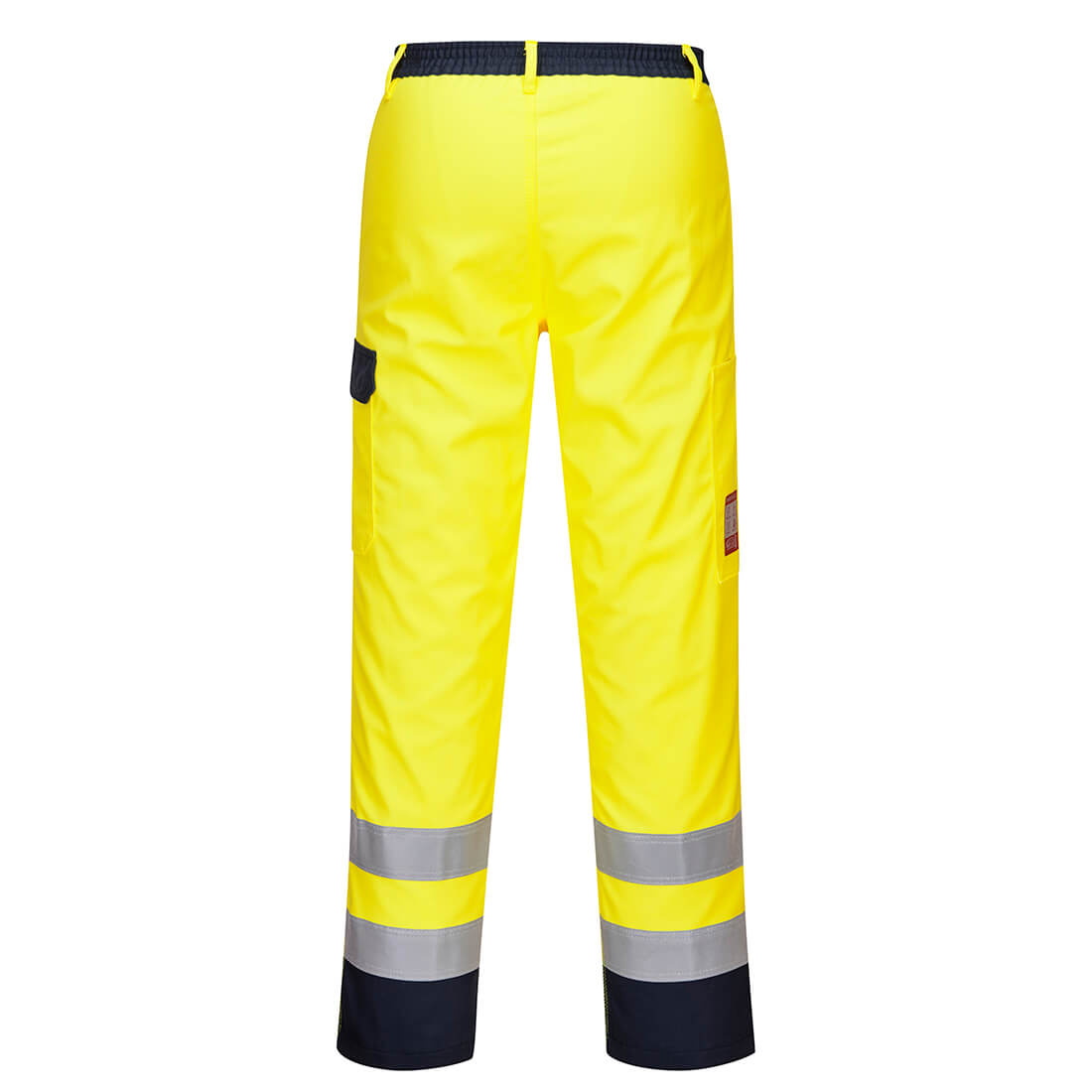 Portwest FR92 Bizflame Work Hi-Vis Contrast FR Trousers in Yellow, back view
