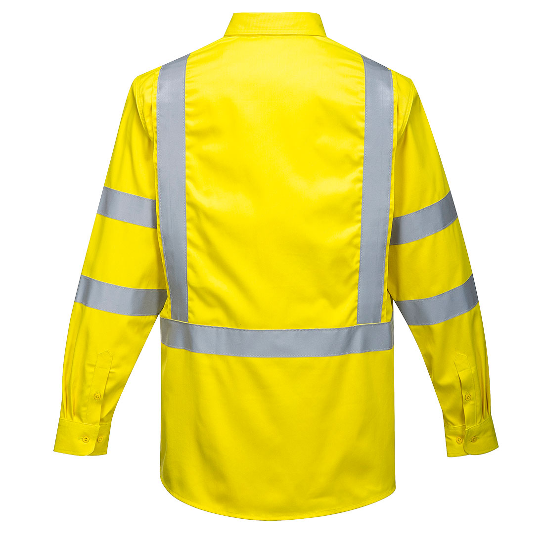 Portwest FR95 Bizflame 88/12 Hi-Vis FR Shirt in Yellow, back view