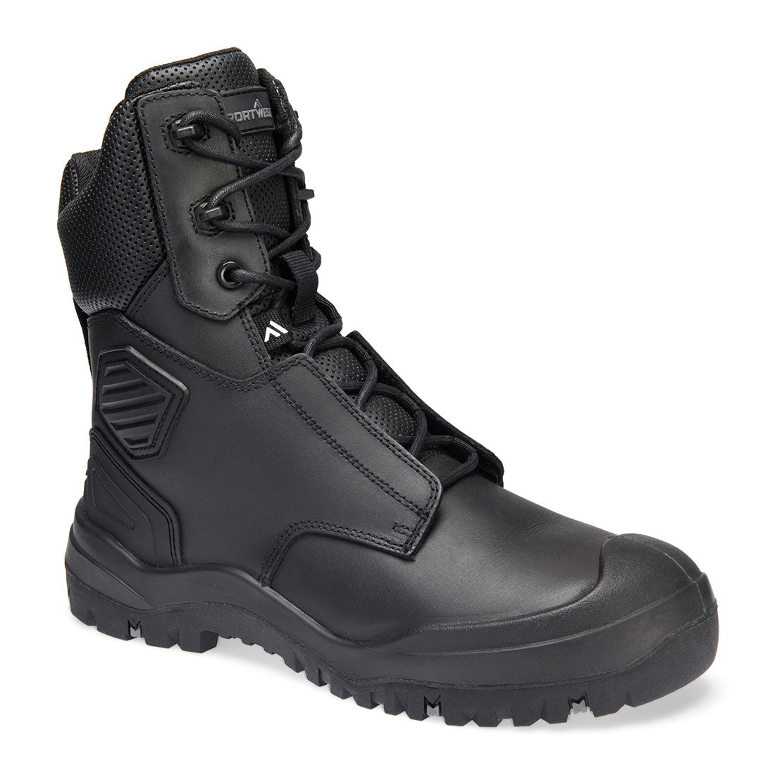Portwest Steel Leather Shin Boot S3 SC HRO HI CI LG SR FO in Black, main product image