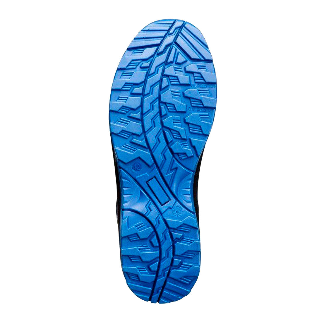 Portwest FT32 Composite KPU and Mesh Trainer S1PS ESD SR FO in Black/Blue, back view