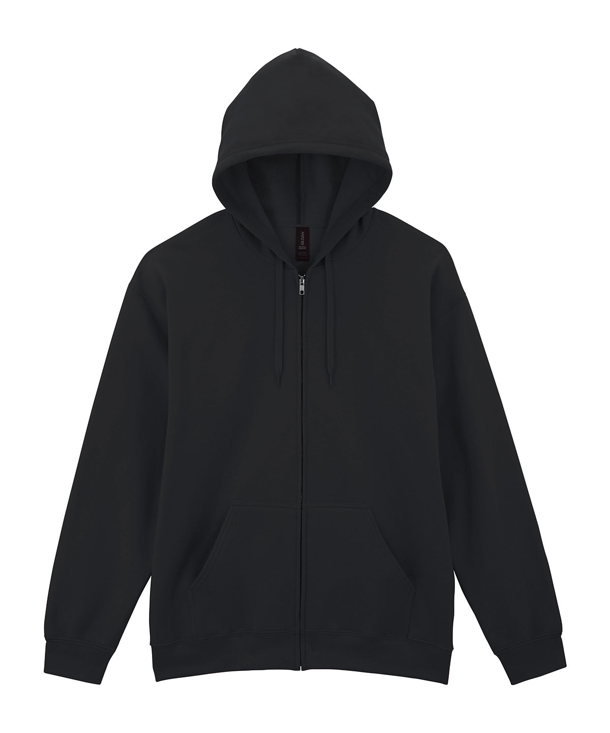 Gildan Softstyle midweight fleece adult full-zip hooded sweatshirt in Black, front view