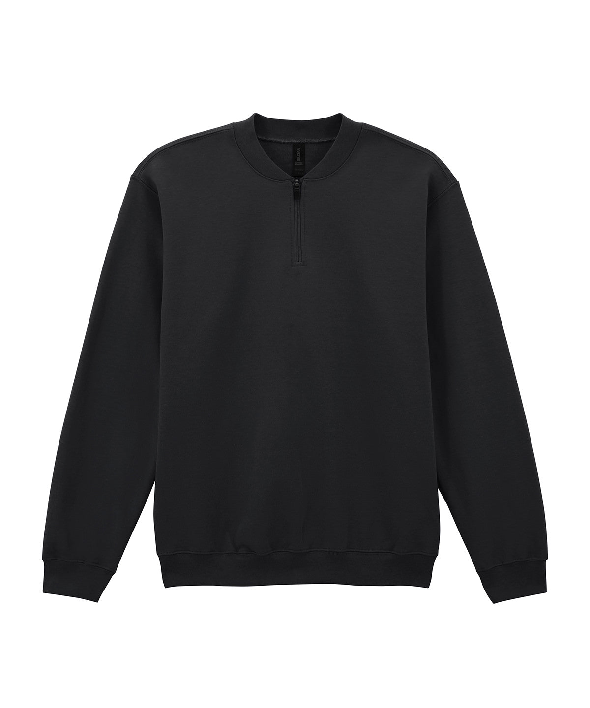 Gildan Softstyle midweight adult fleece 1/4-zip sweatshirt in Black, front view