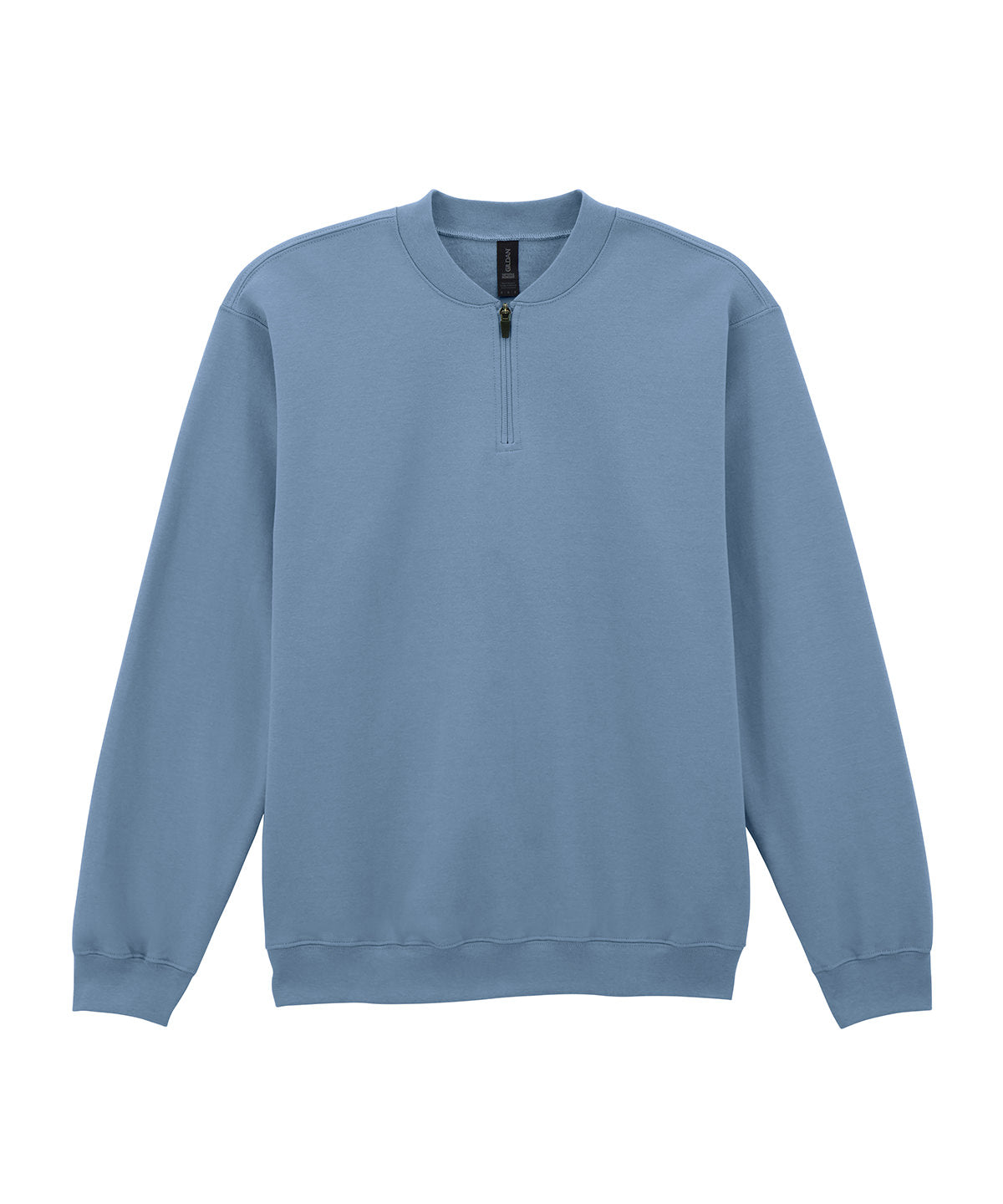 Gildan Softstyle midweight adult fleece 1/4-zip sweatshirt in Stone Blue, front view