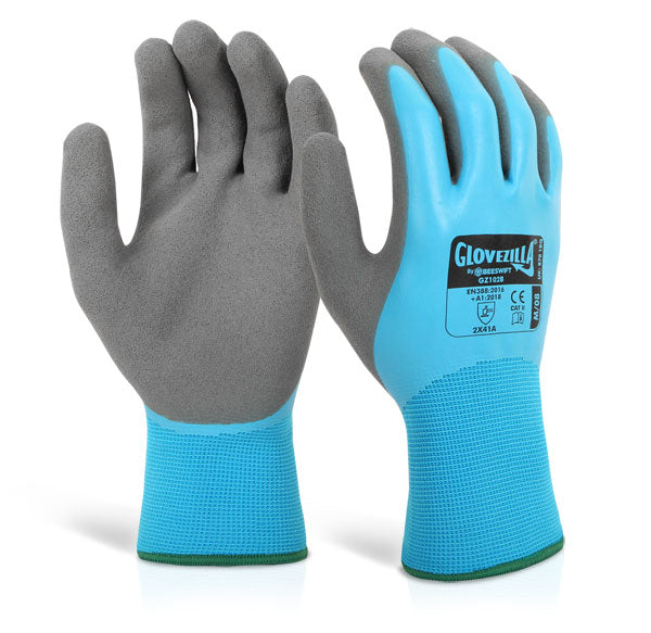 Click Beeswift Glovezilla Latex Fully Coated Water Resistant Gripper Gloves, main product image