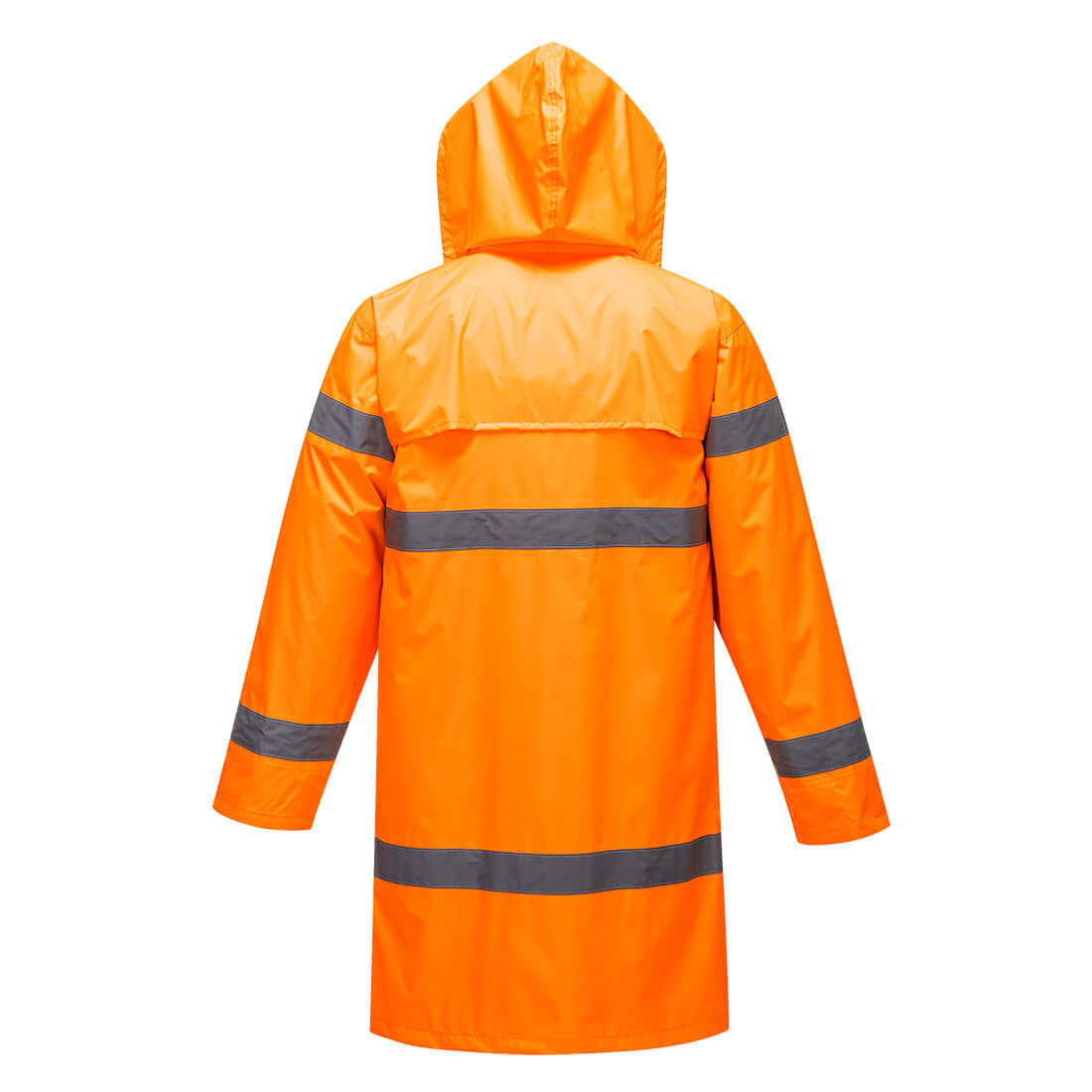 Portwest H442 Hi-Vis Rain Coat 100cm in Orange, back view