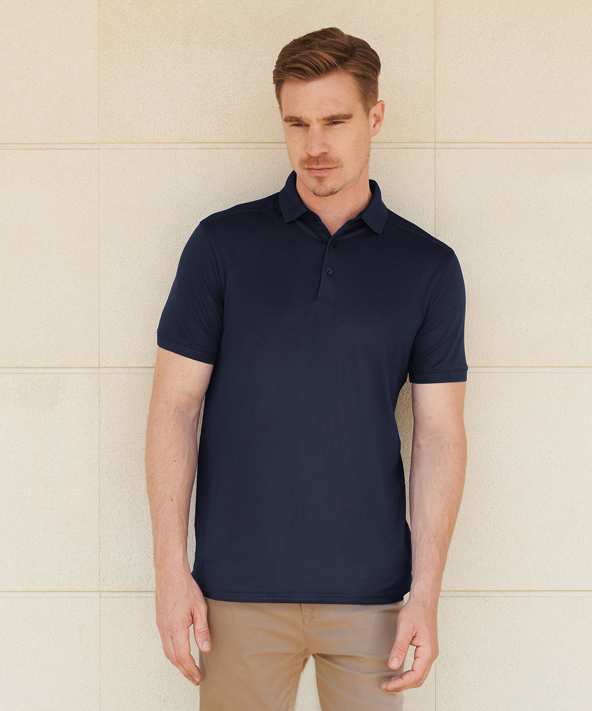 Henbury Stretch polo shirt with wicking finish (slim fit), lifestyle photo