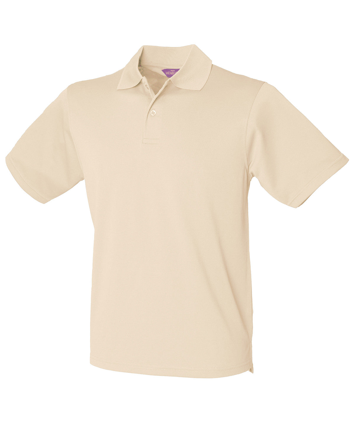 Henbury Coolplus polo shirt in Natural, front view