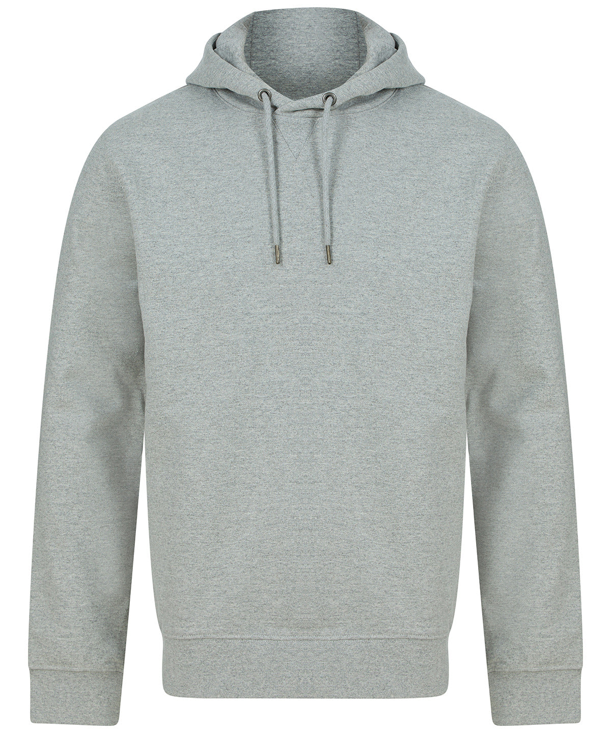 Henbury Unisex sustainable hoodie in Heather Grey, front view