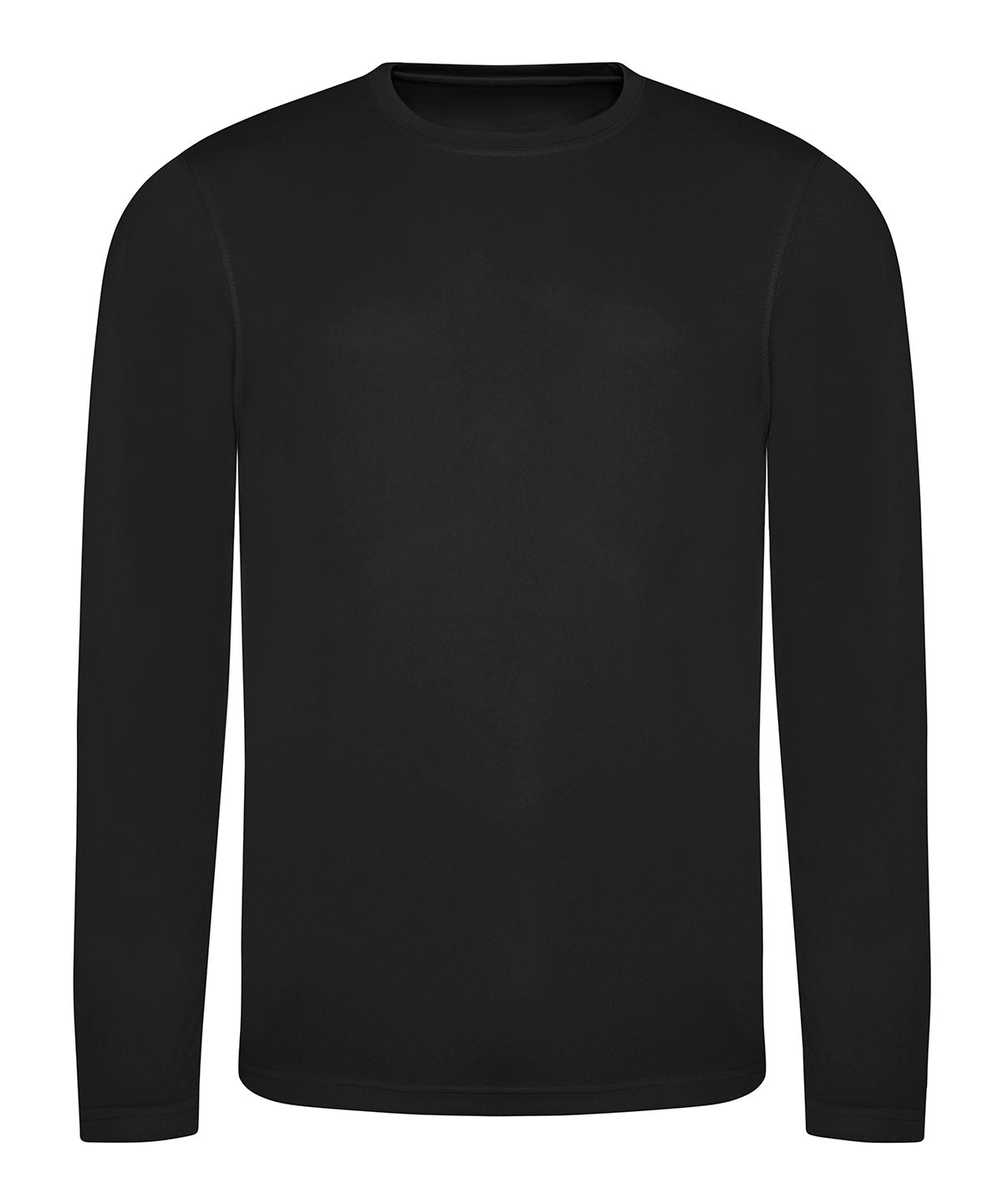 AWDis Just Cool Long sleeve cool T in Jet Black, front view