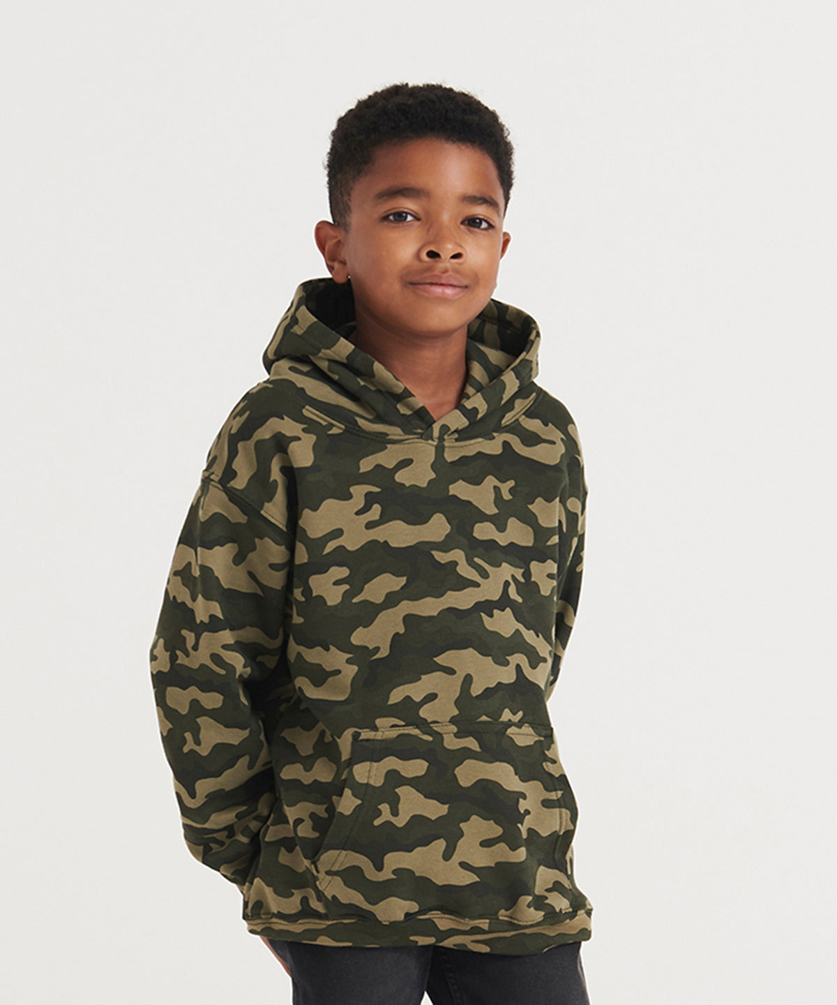 AWDis Just Hoods Kids camo hoodie, lifestyle photo