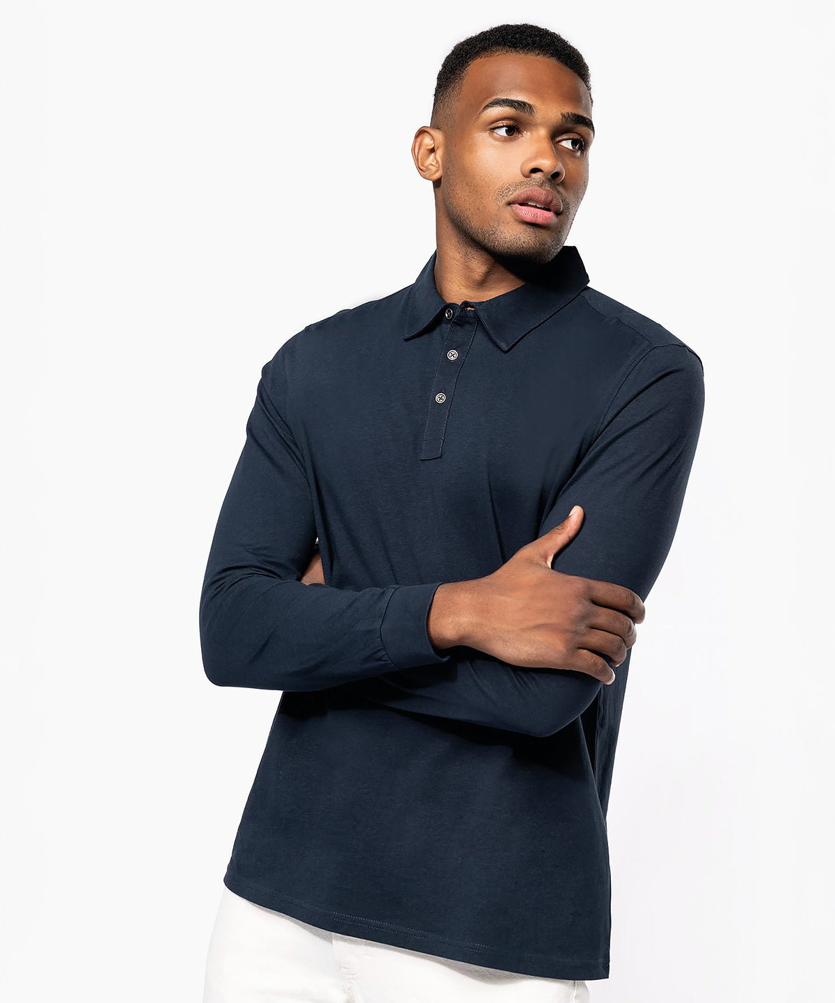 Kariban Jersey knit long sleeve polo shirt, lifestyle photo