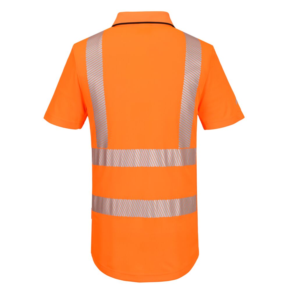 Portwest KX302 KX3 Sport Hi-Vis Zip Polo Shirt S/S in Orange, back view