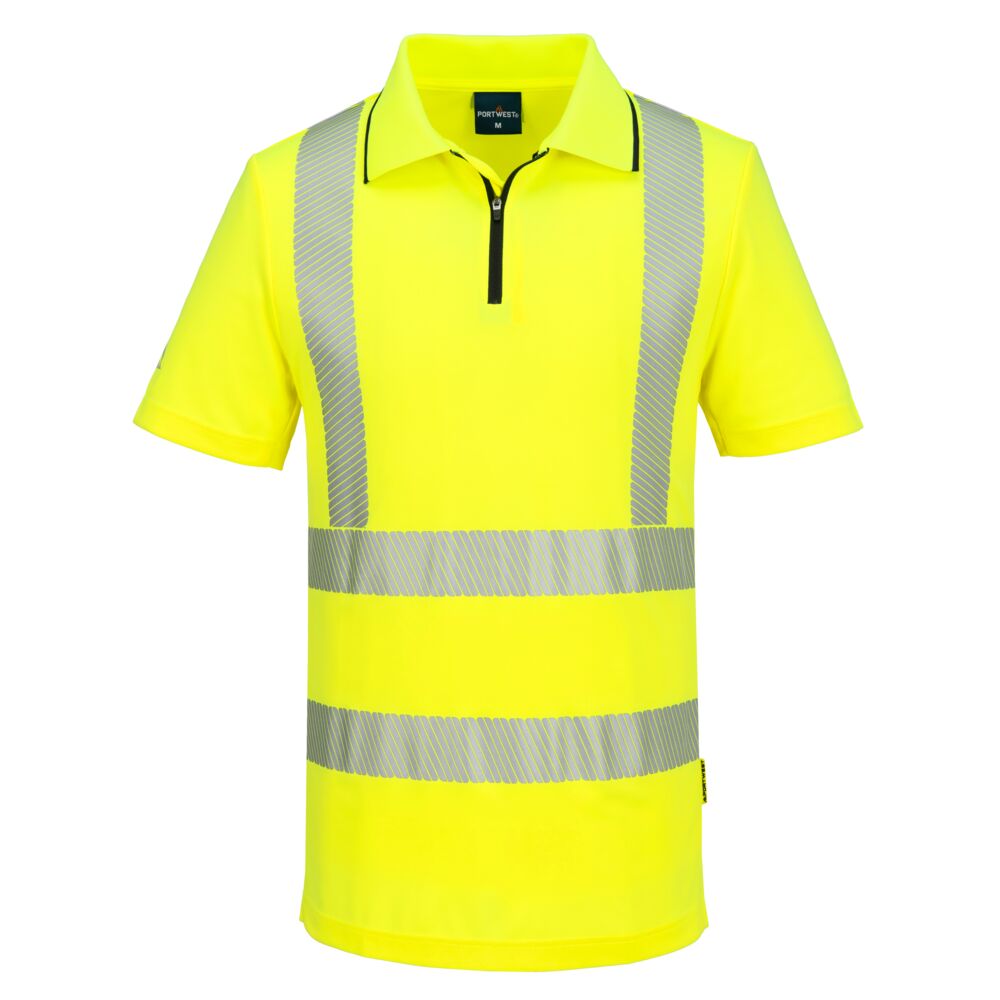 Portwest KX3 Sport Hi-Vis Zip Polo Shirt S/S in Yellow, image 2
