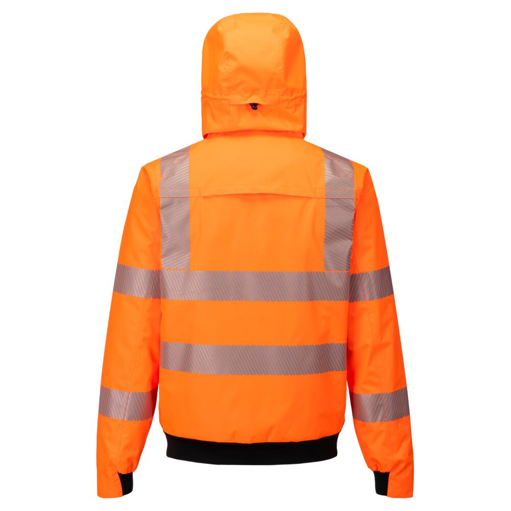 Portwest KX315 KX3 Sport Hi-Vis Rain Bomber in Orange, back view
