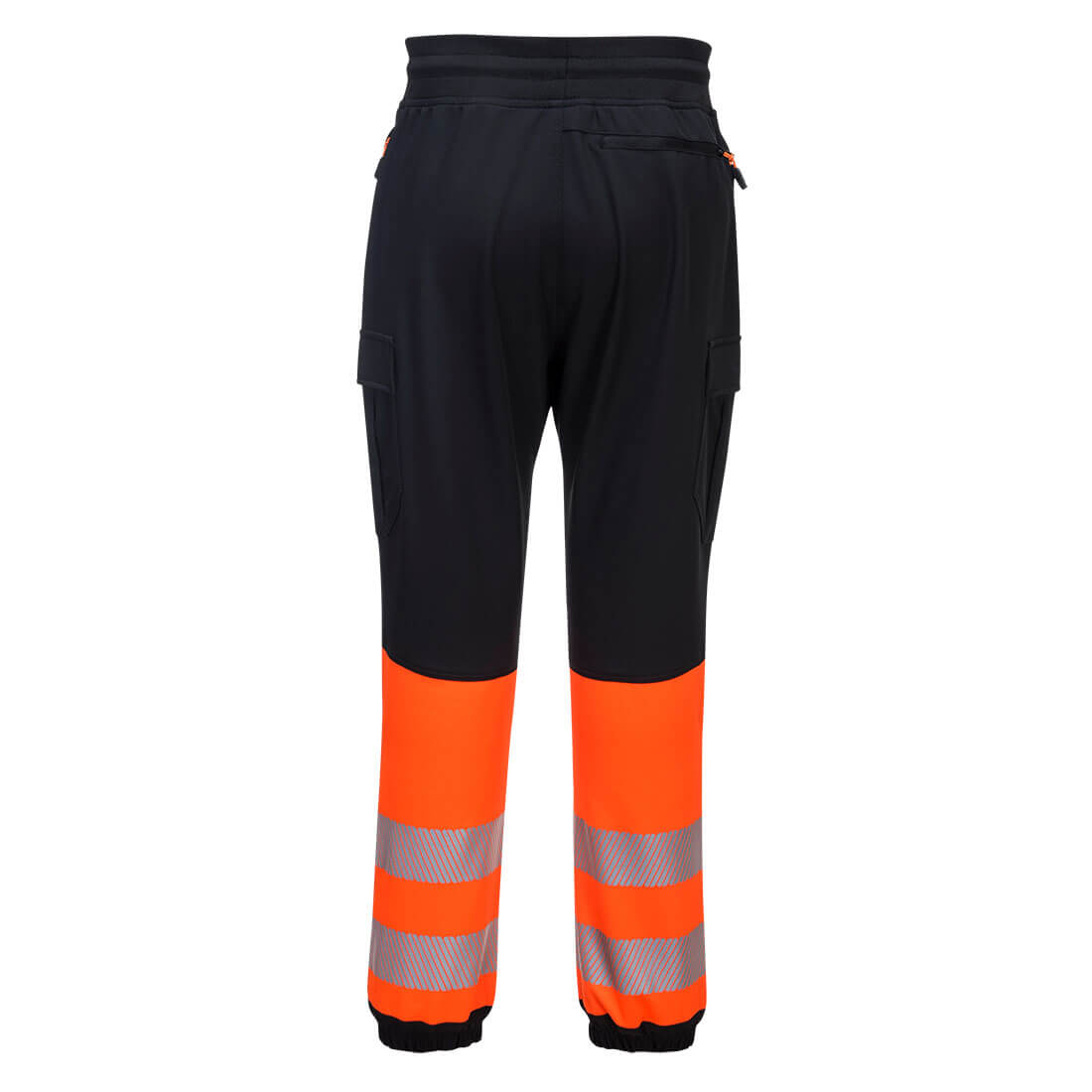 Portwest KX341 PW3 Hi-Vis Flexi Class 1 Joggers in Black/Orange, back view