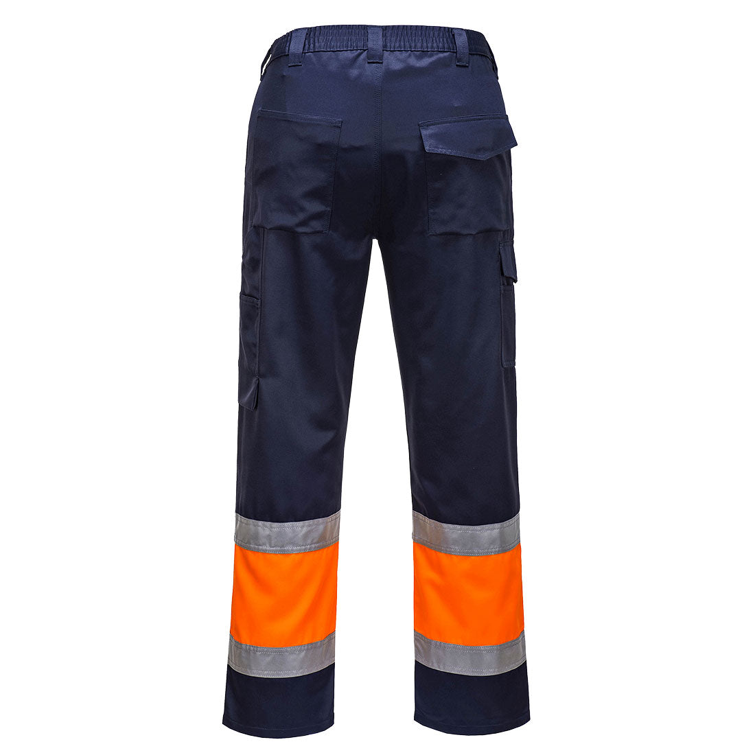 Portwest L049 Hi-Vis Lightweight Contrast Class 1 Service Trousers in Orange/Navy, back view