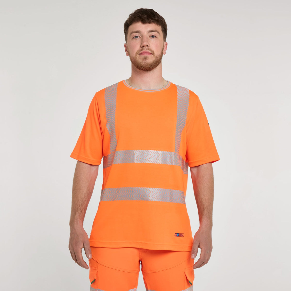 Pulsar Orange Hi-Vis Softshell + Fleece + Tee Pack - Pulsar LFE934 Short Sleeve T-Shirt front