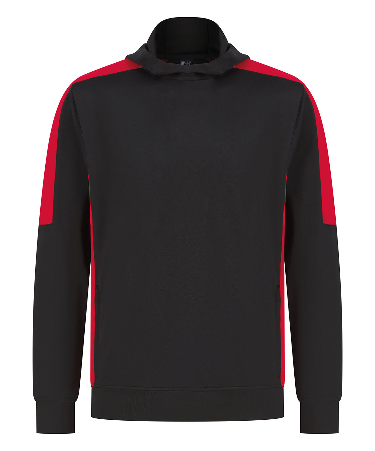Finden & Hales Adults’ team hoodie in Black/Red, front view