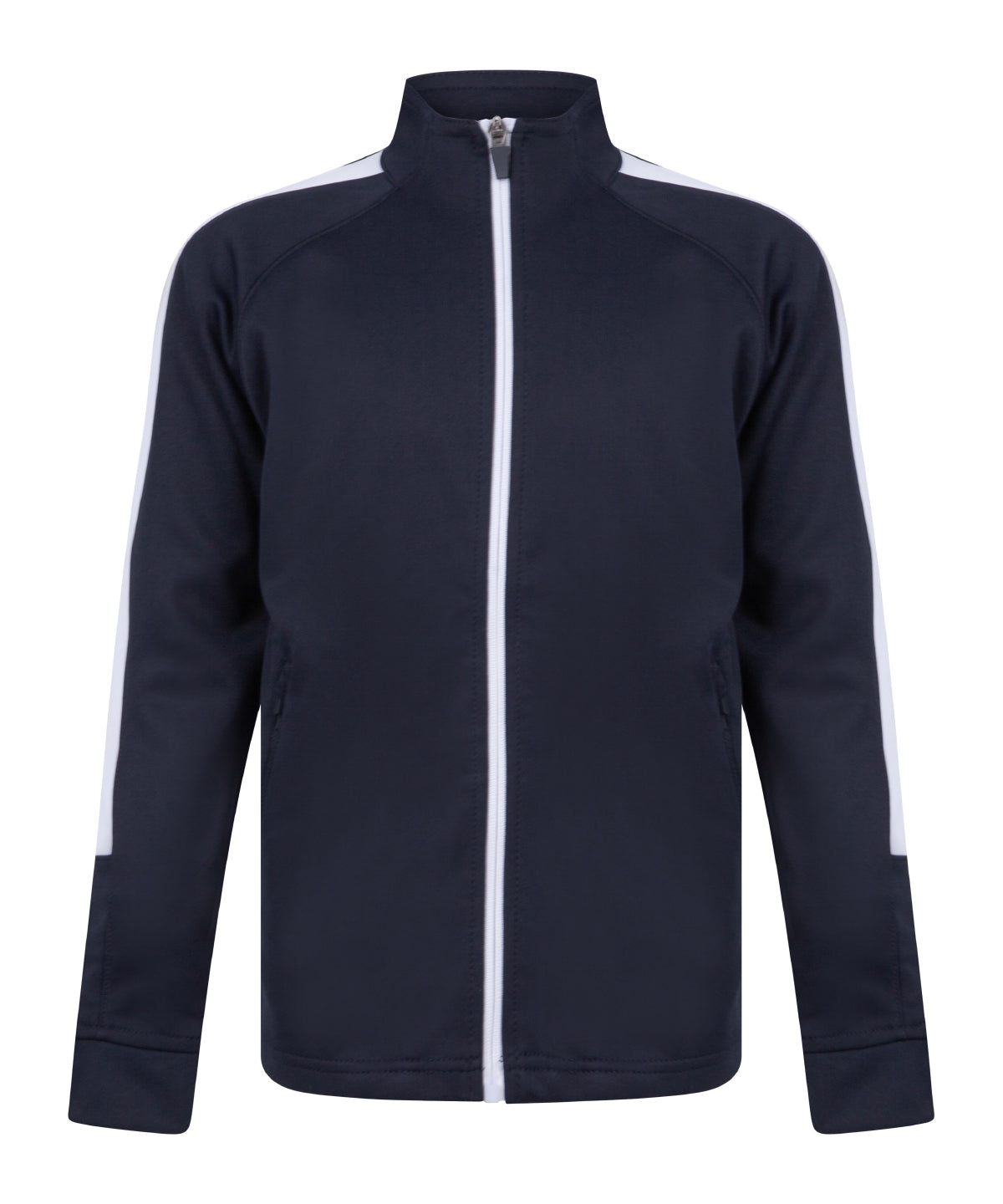 Finden & Hales Kids knitted tracksuit top in Navy_White, front view