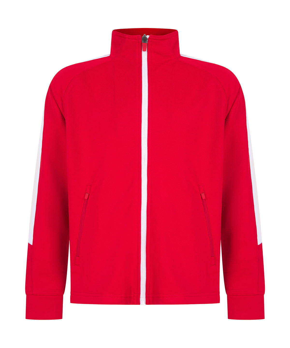Finden & Hales Kids knitted tracksuit top in Red_White, front view