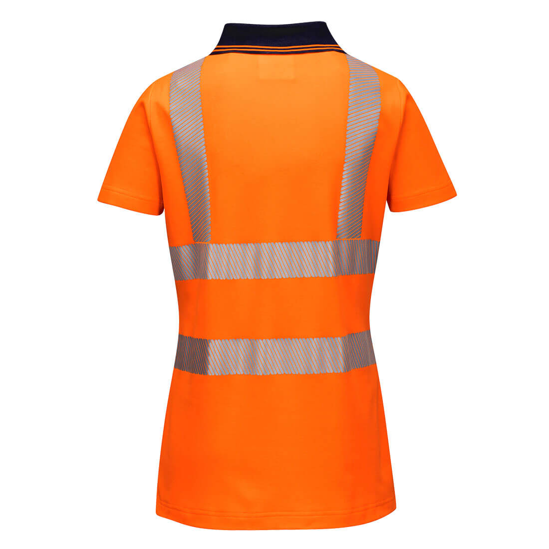 Portwest LW72 Hi-Vis Women's Cotton Comfort Pro Polo Shirt S/S in Orange/Black, back view