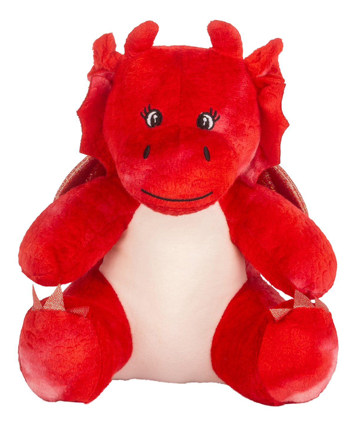 Mumbles Printme mini teddy in Dragon Red, front view