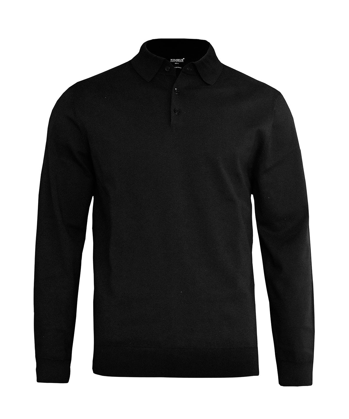 Nimbus Brighton long sleeve polo – elegant knitted polo in Black, front view