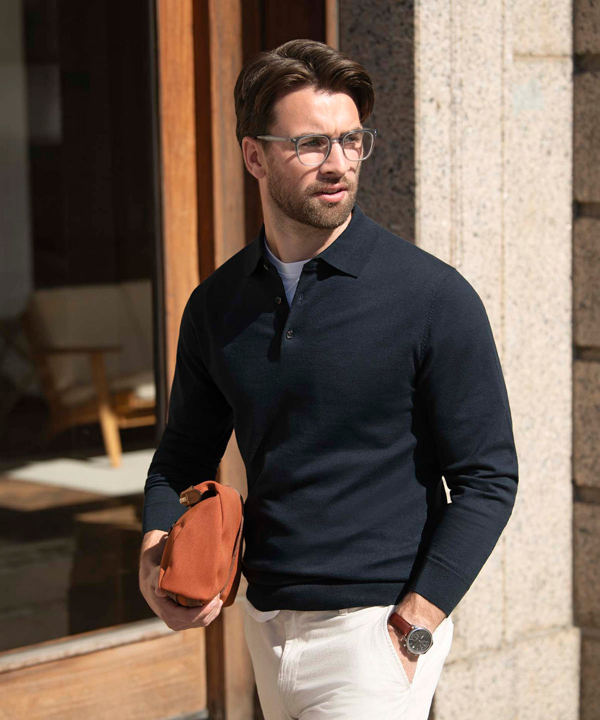 Nimbus Brighton long sleeve polo – elegant knitted polo, lifestyle photo