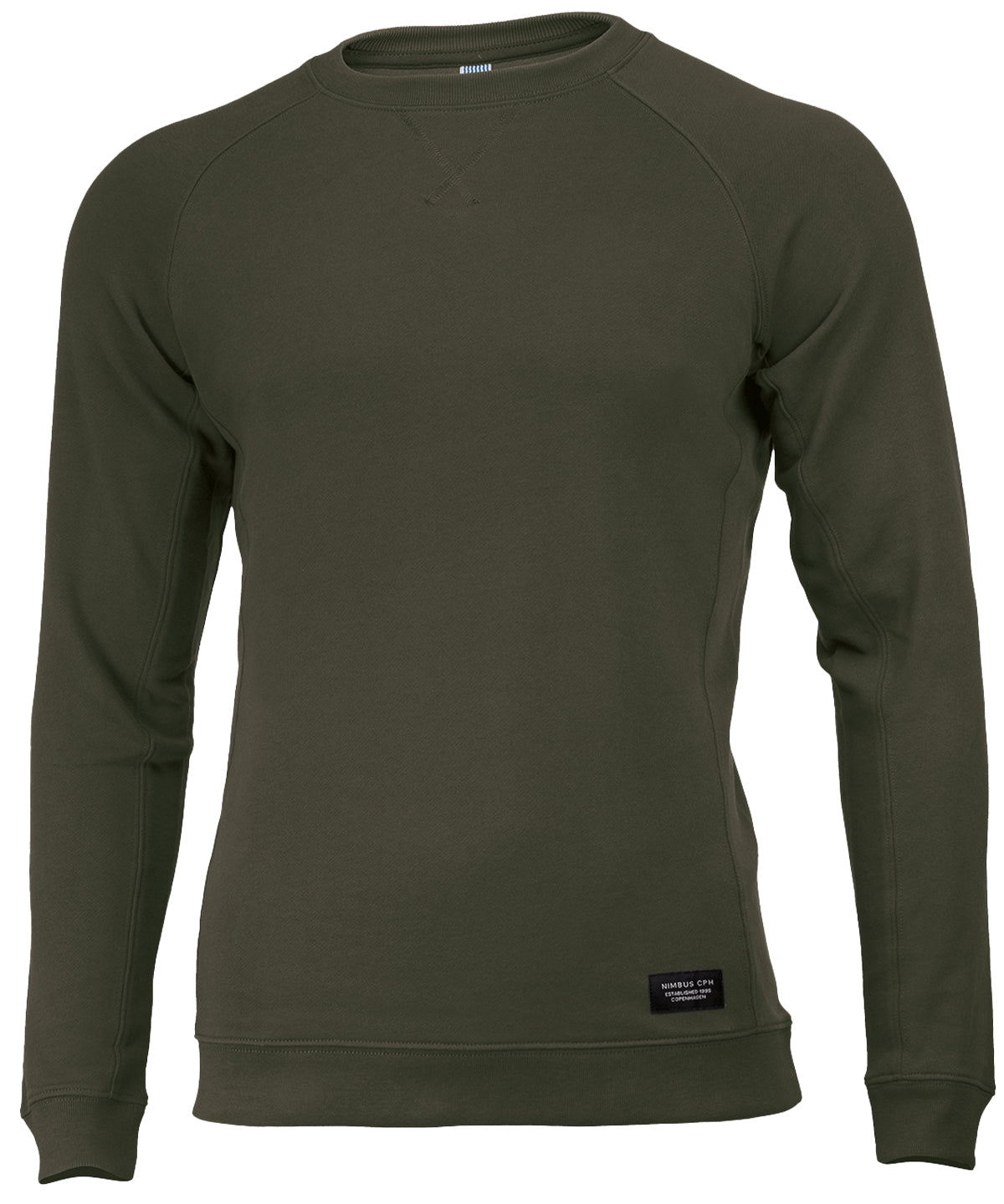 Nimbus Newport – luxury lightweight crewneck in Olive, front view