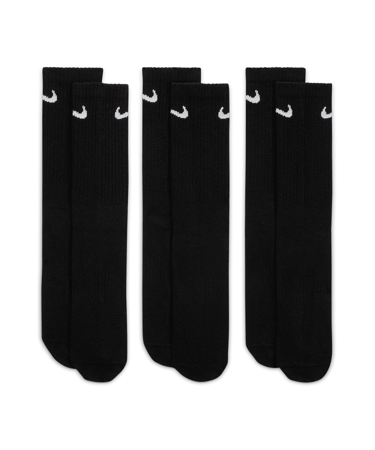 Nike Everyday crew socks (3 pairs) in Black/White, front view