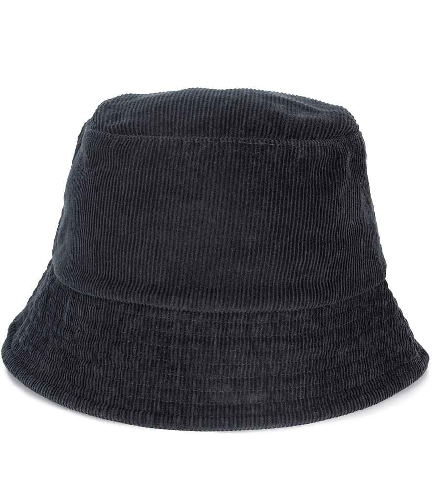 Native Spirit Corduroy Bucket Hat in Black, front view