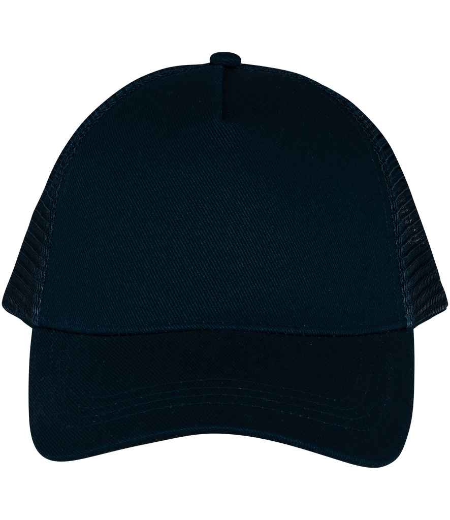 Native Spirit 6 Panel Trucker Cap in Black, front view