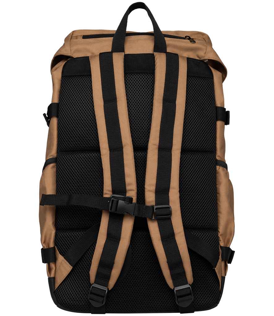 Native Spirit Unisex Backpack in Dark Camel/Black, back view