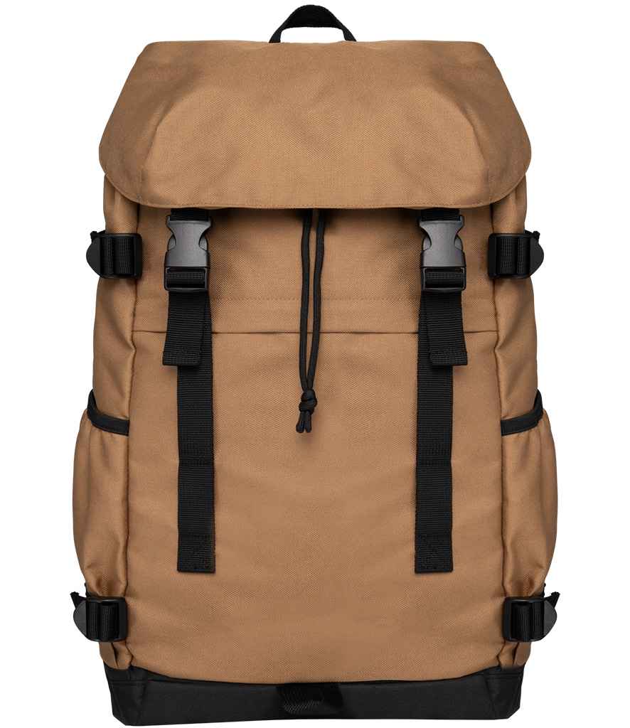Native Spirit Unisex Backpack in Dark Camel/Black, front view